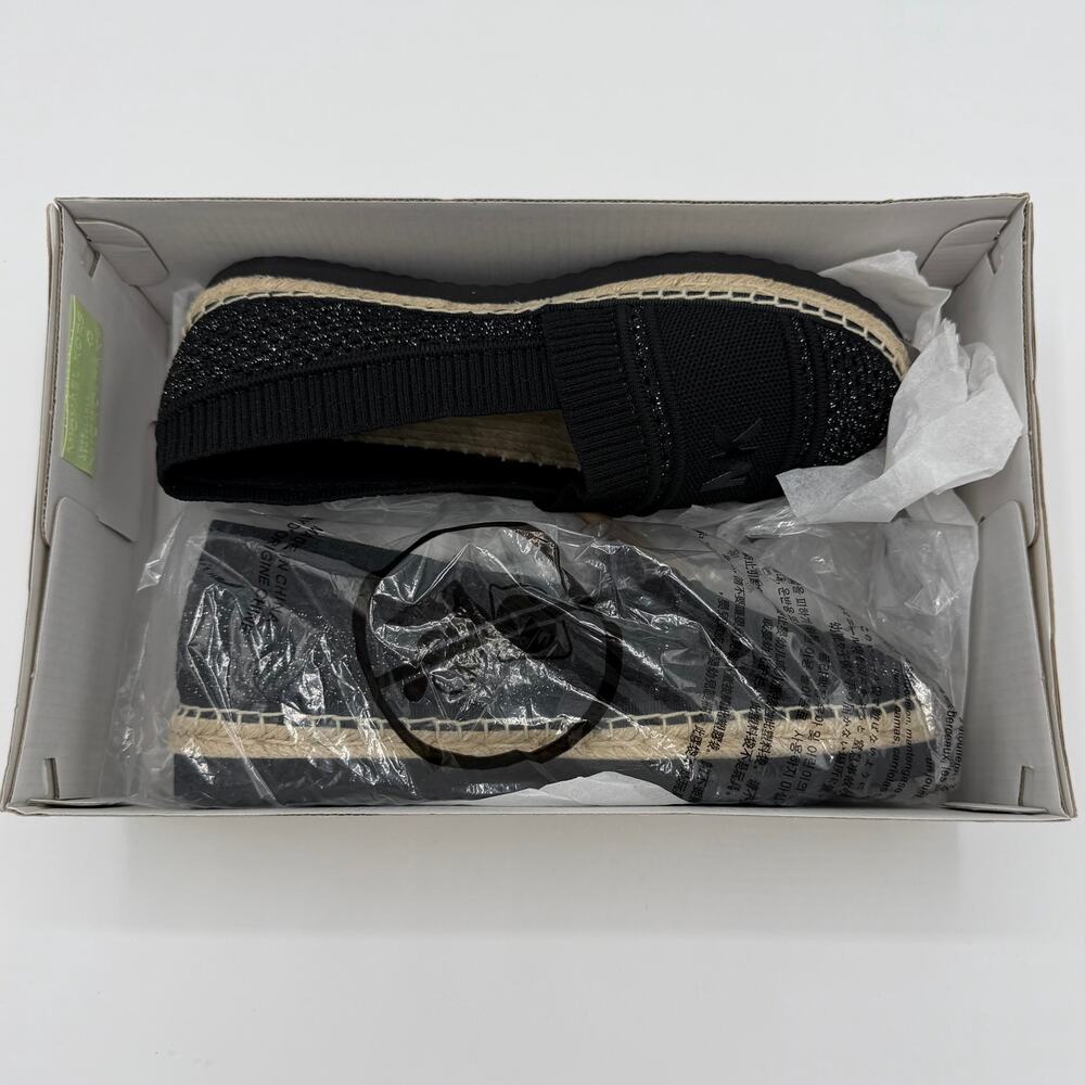 NEW Michael Kors Raya Espadrille Flats Black Metallic Knit Slip-On Shoes Sz 5.5 - Picture 9 of 10